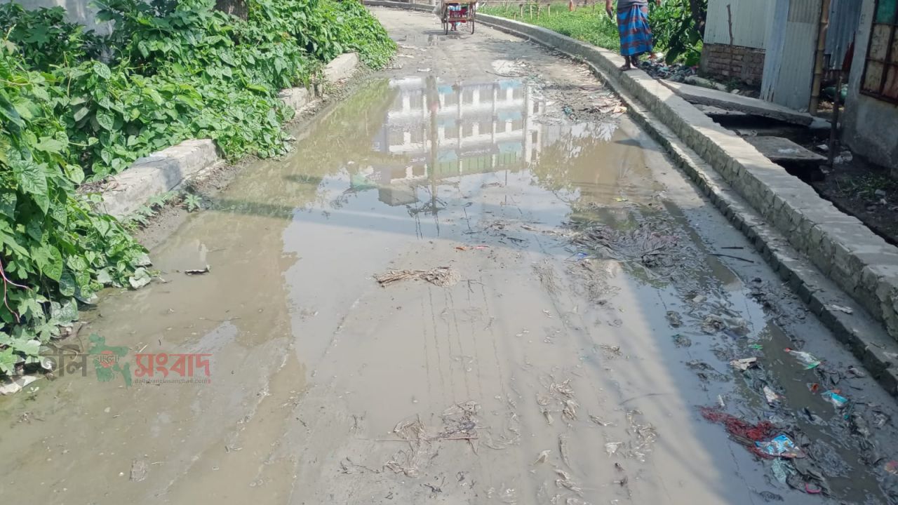 কালিয়াকৈর পৌরসভার ৫ নং ওয়ার্ডের বিভিন্ন সড়কে সামান্য বৃষ্টিতেই সৃষ্টি হচ্ছে  হাটুসমান জলাবদ্ধতা 