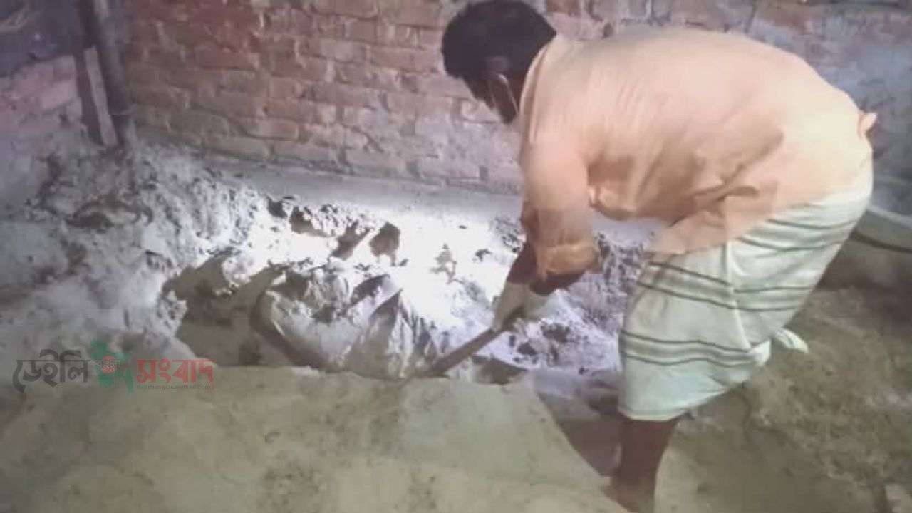 কিশোরগঞ্জের বড়ভিটায় মেঝে খুঁড়তেই বেরুলো গর্ভধারিণী মায়ের লাশ, ছেলে পলাতক 