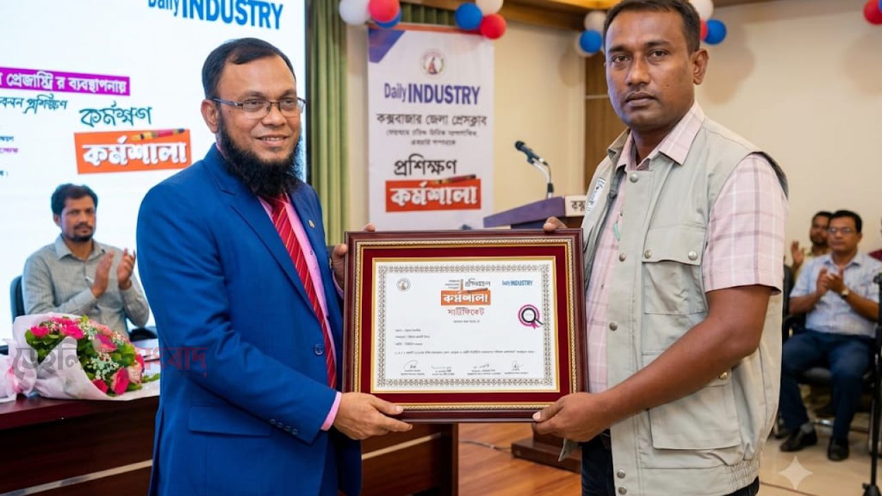 তিন দিনব্যাপী সাংবাদিক প্রশিক্ষণ শেষে সনদ গ্রহণ করলেন সভাপতি নুরুল হোসাইন