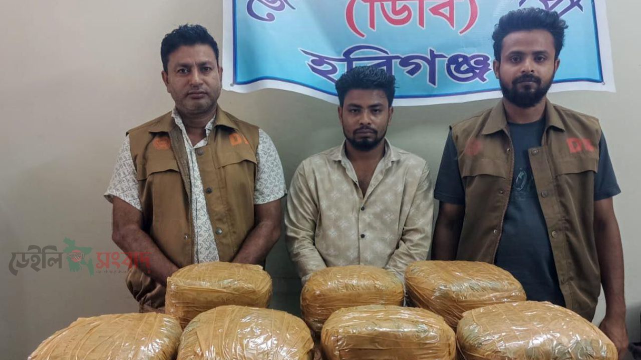 হবিগঞ্জে ডিবি পুলিশের অভিযানে ৫ লক্ষ টাকার গাঁজা, একটি মাইক্রোবাস সহ আটক এক