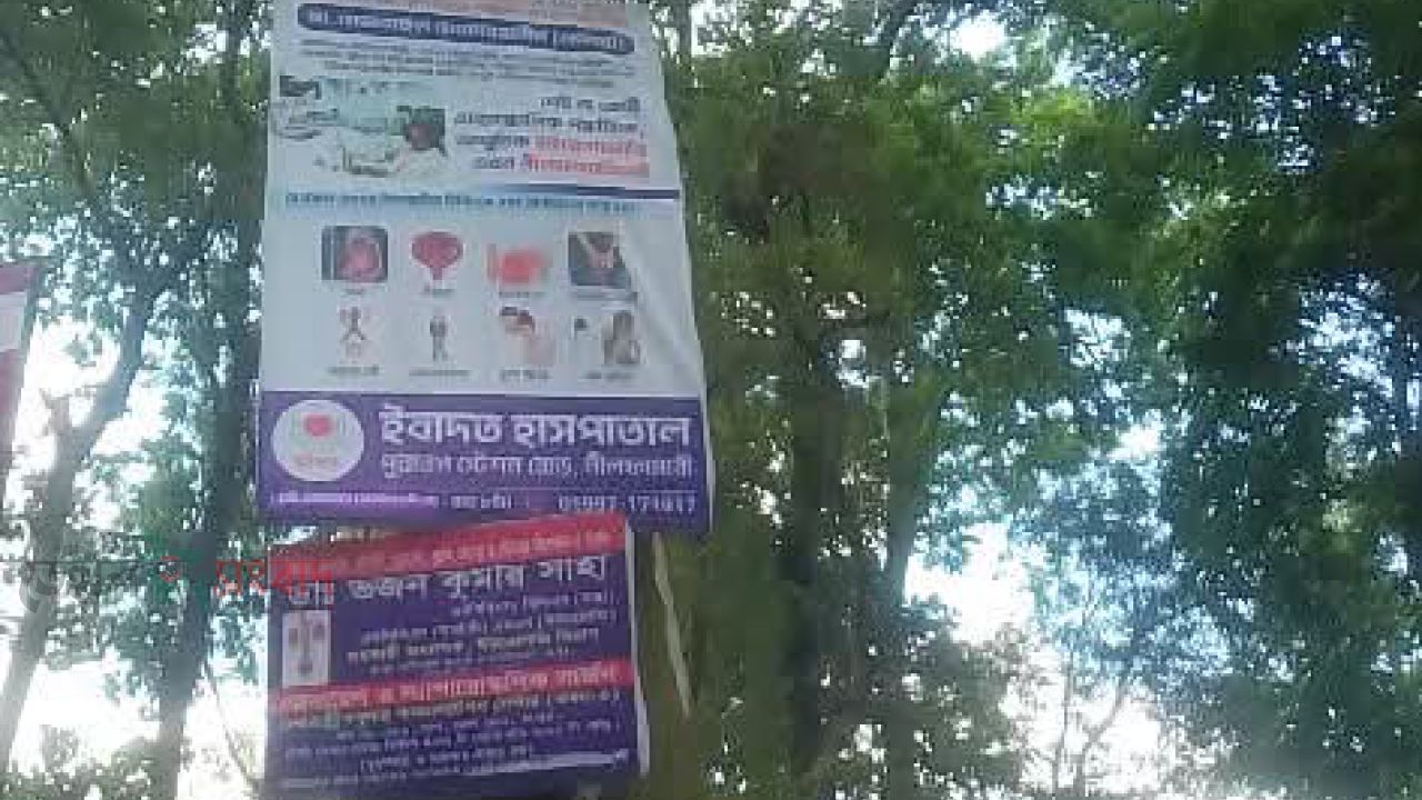 নীলফামারী ২৫০ শয্যা বিশিষ্ট সদর হাসপাতাল চত্বরে গাছে পেরেক ঠুকে ব্যানার: পরিবেশের জন্য হুমকি, প্রশাসনের ভূমিকা প্রশ্নবিদ্ধ