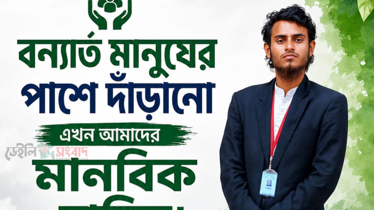 বন্যাকবলিত মানুষের পাশে দাঁড়ানোর আহ্বান জানিয়েছেন মোঃ খাত্তাব হোসেন