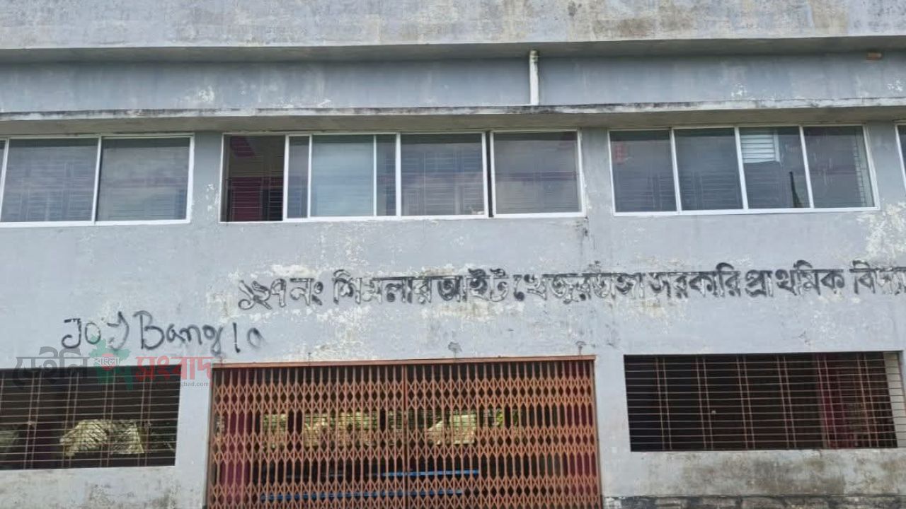 গাছের চারা রোপনের সরকারি নির্দেশনাকে বৃদ্ধাঙ্গুলি, দেওয়ালে লেখা 'Joy Bangla'