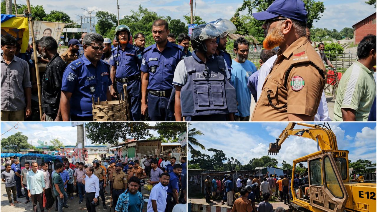 পঞ্চগড় রেলস্টেশনে ৪০ অবৈধ স্থাপনা উচ্ছেদ, লাইসেন্সে অতিরিক্ত অর্থ দাবির অভিযোগ ক্ষুদ্র ব্যবসায়ীদের