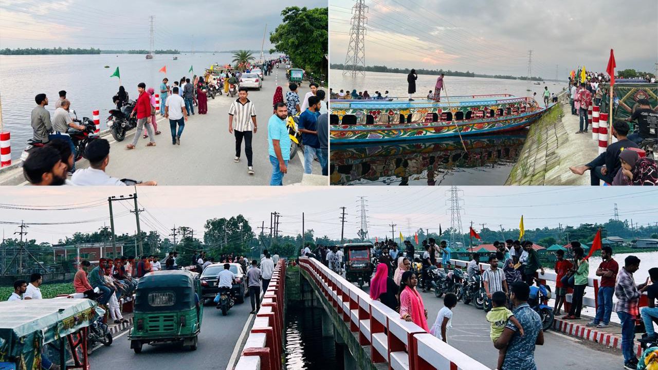 কালিয়াকৈর উপজেলা কালিয়াদহ জোড়া ব্রিজ বাঁশতলি তিন রাস্তার মোড় এবং মকশবিলের সৌন্দর্য উপভোগ করতে দর্শনার্থীদের উপচেপড়া ভিড়।