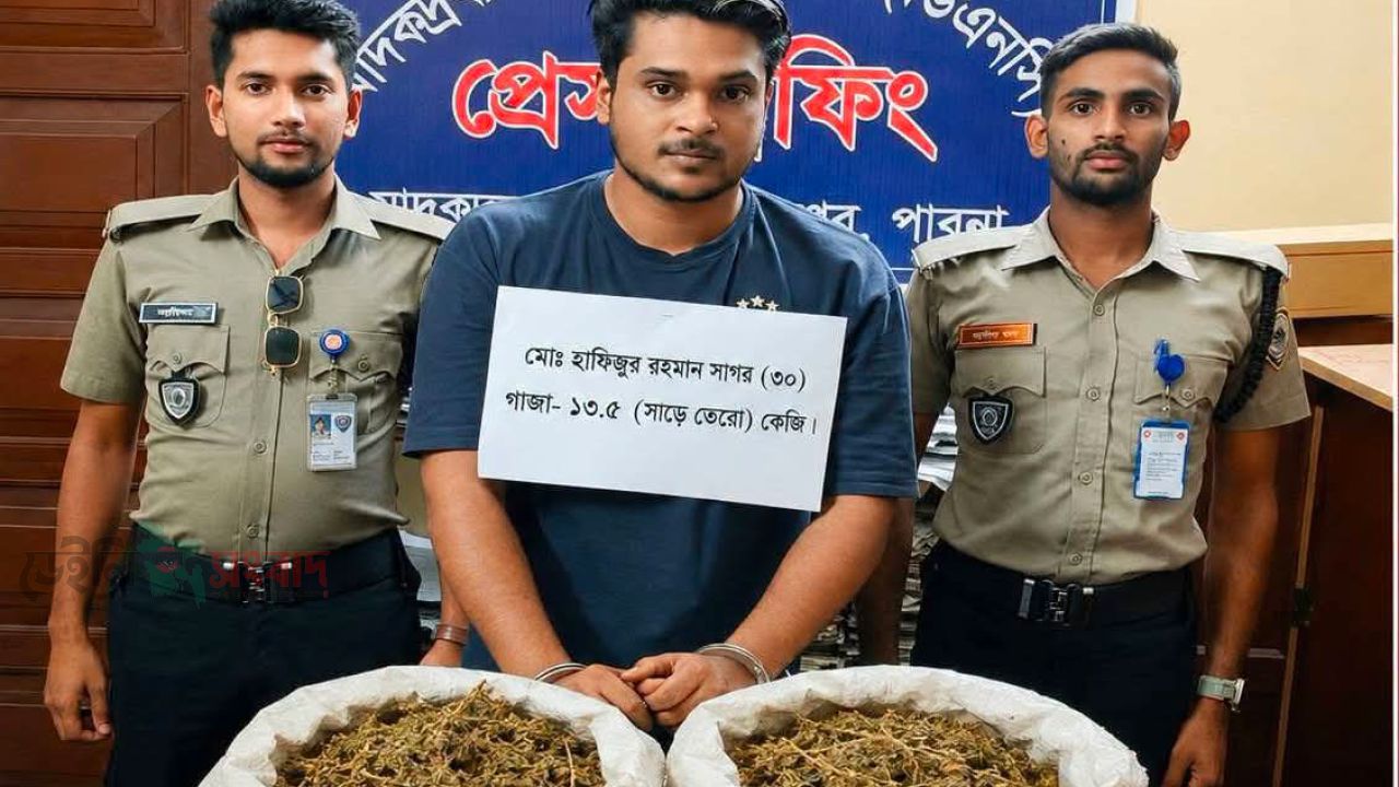 পাবনায় সাড়ে ১৩ কেজি গাঁজাসহ গ্রেফতার ১, মামলা দায়ের