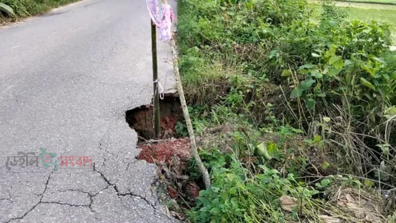 শ্রীপুরের বেতজুরি বাজারে আঞ্চলিক সড়কে বড় গর্তের সৃষ্টি: চ'র'ম দু/র্ভো/গে এলাকাবাসী ও পথচারীরা.