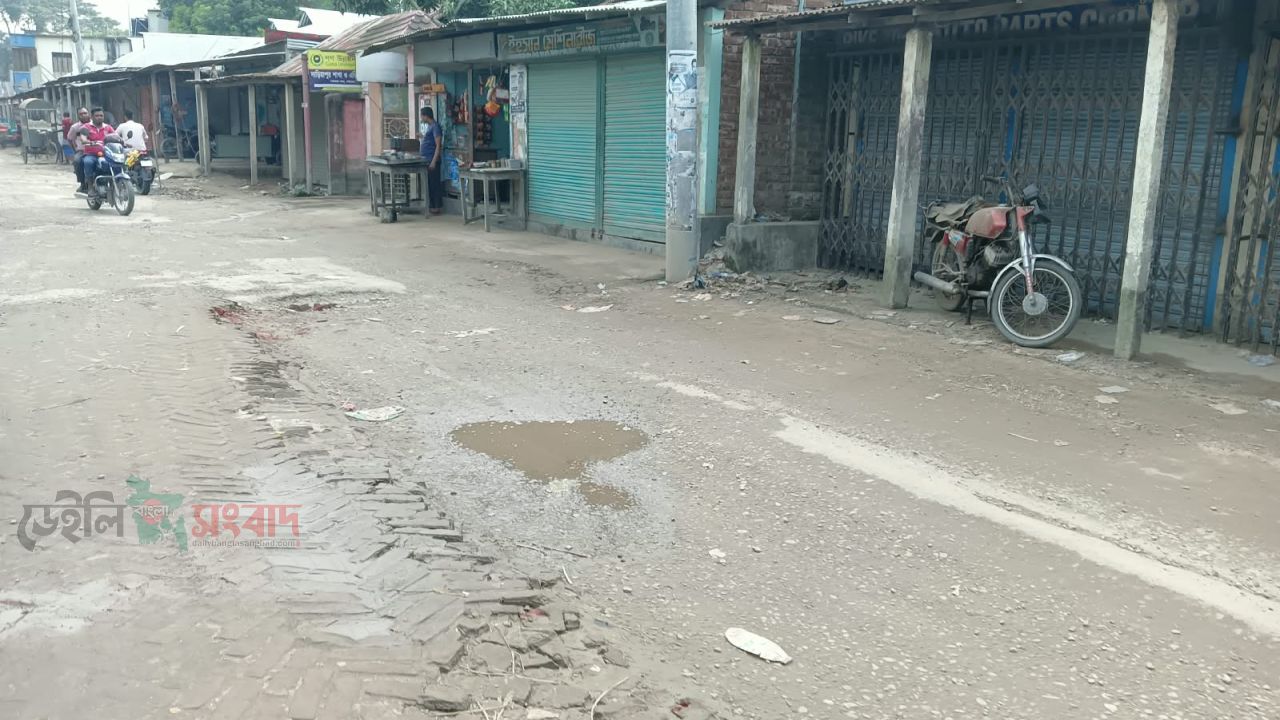 দারিয়াপুর বাজারের শেষ প্রান্তে সড়কের বেহাল দশা, দুর্ঘটনার অপেক্ষায় কি কর্তৃপক্ষ?