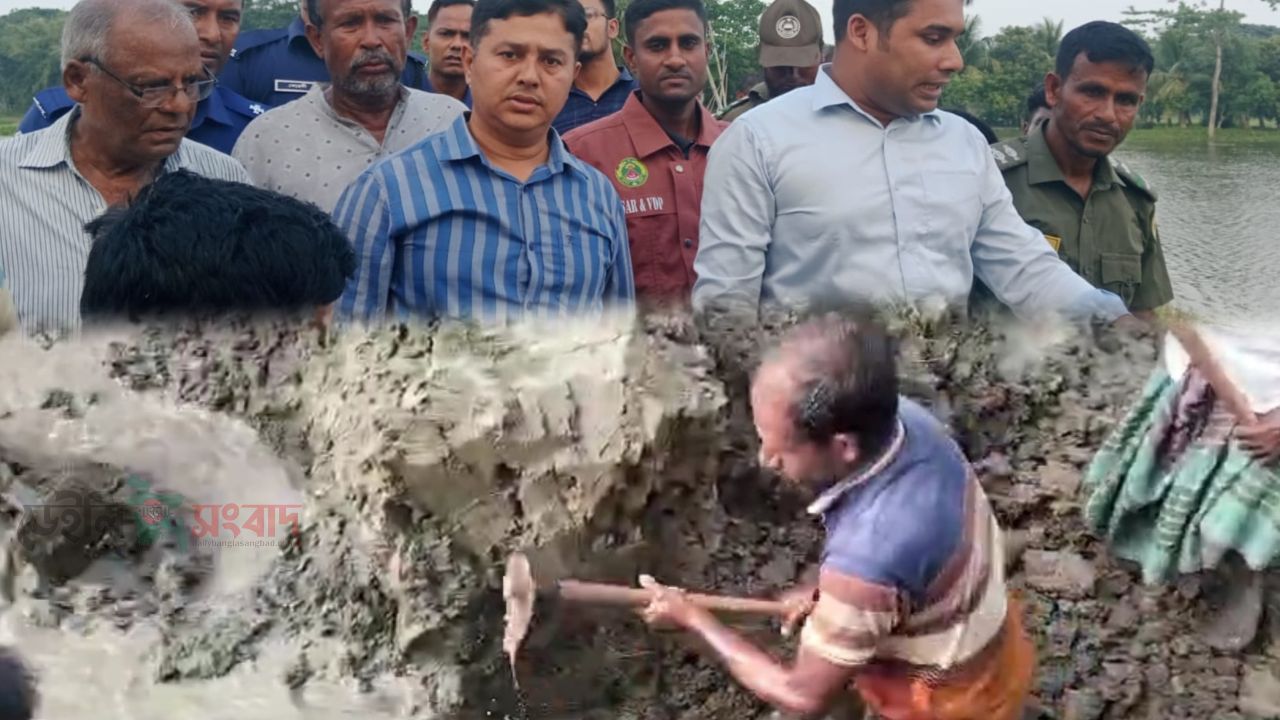 কেশবপুরে ৩ হাজার বিঘা চাষের জমি জলাবদ্ধ, ঘেরের বেড়ি কেটে দিল প্রশাসন