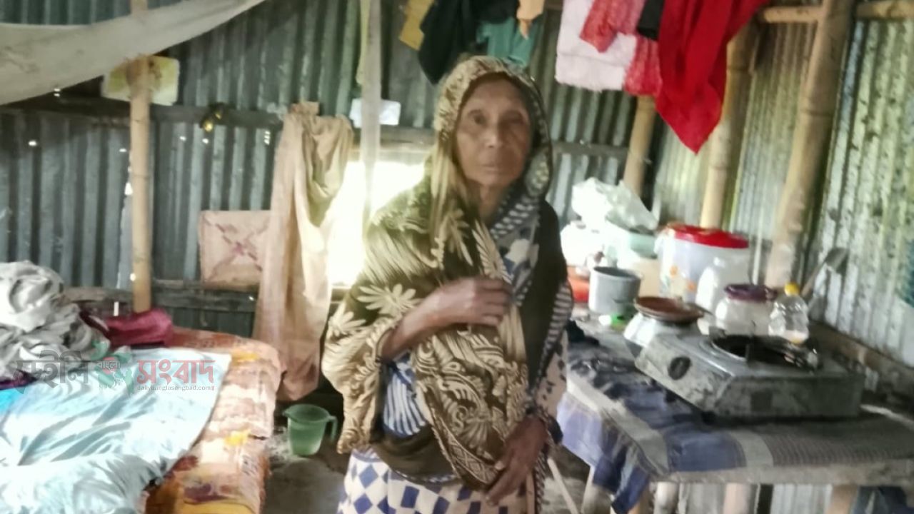 নদীভাঙনে নিঃস্ব বিধবা আছিয়া বেগম, জরাজীর্ণ ঘরে মানবেতর জীবনযাপন!